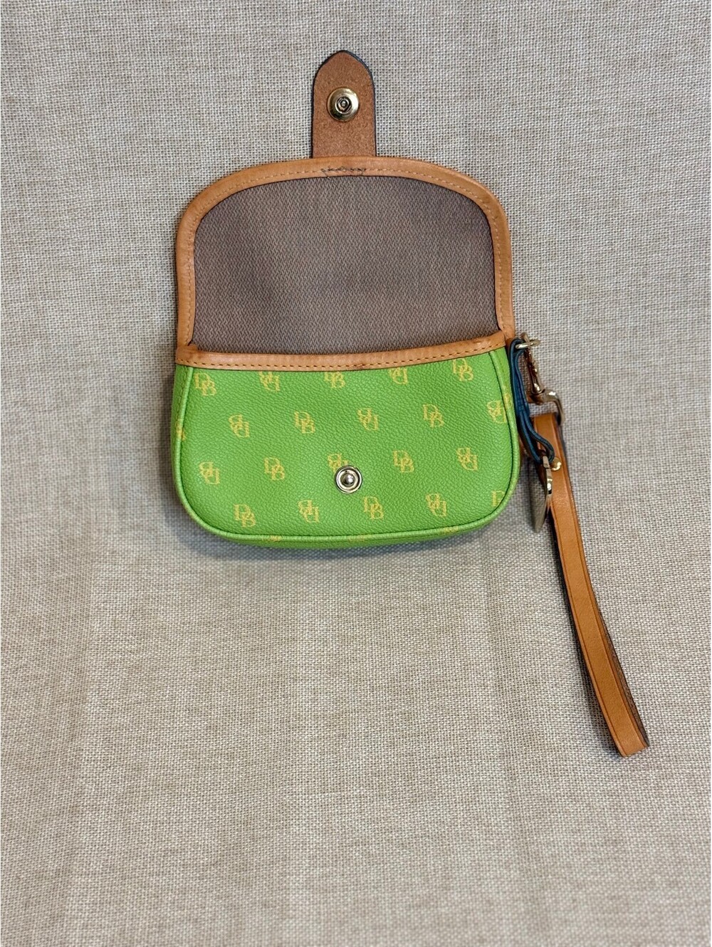 Y2K Dooney & Bourke Monogram Mini Bag / Coin Purse Vintage Rare Bright Green - Picture 7 of 8